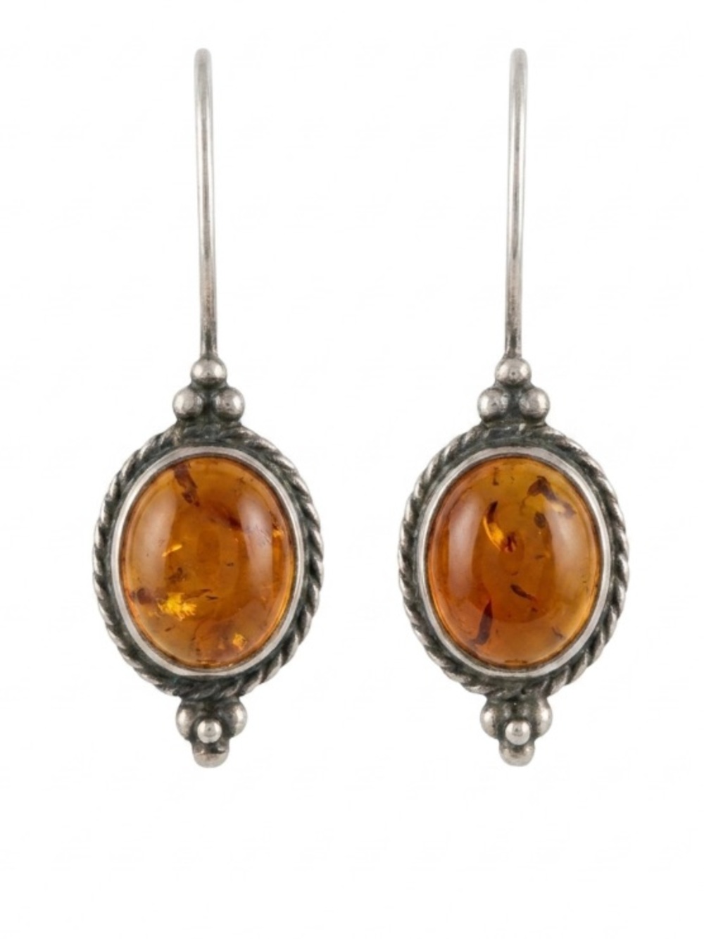 Vintage Baltic Amber 925 Earrings from Poland